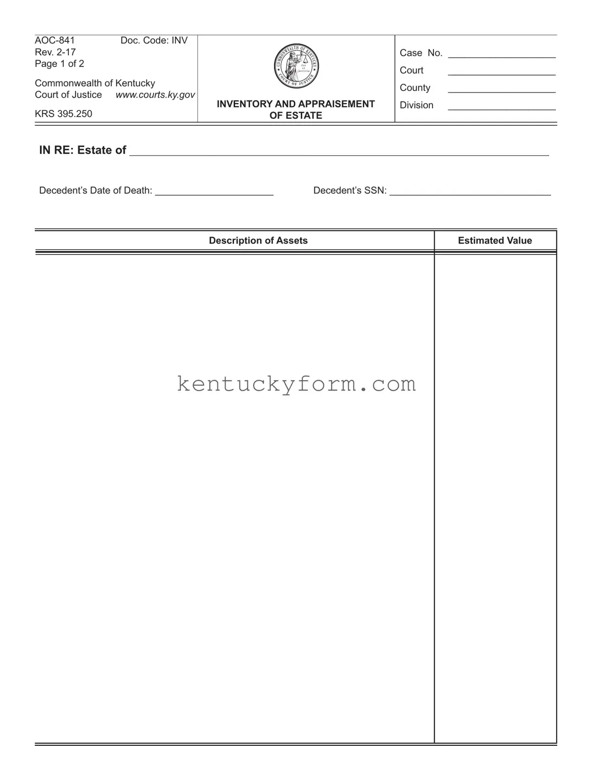 Aoc 841 PDF Template