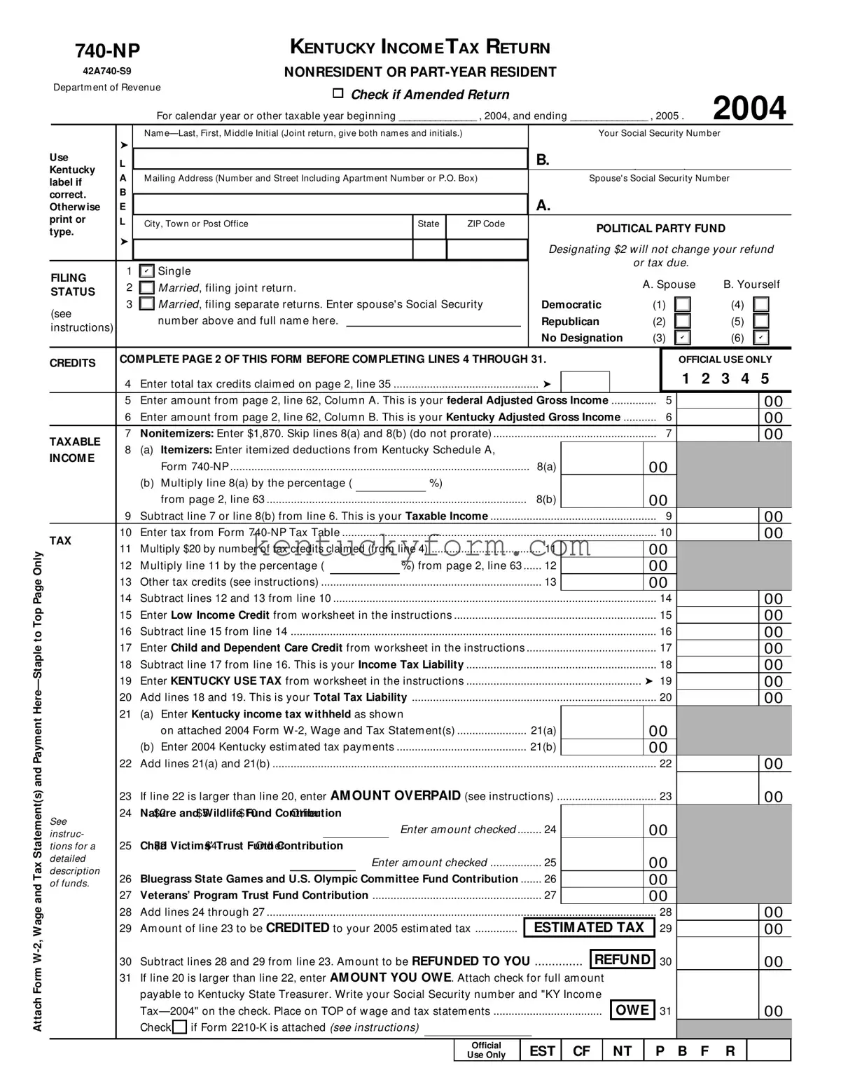 Kentucky 740 Np PDF Template