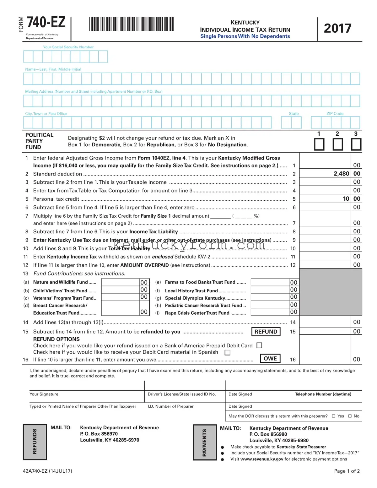 Kentucky 740Ez PDF Template