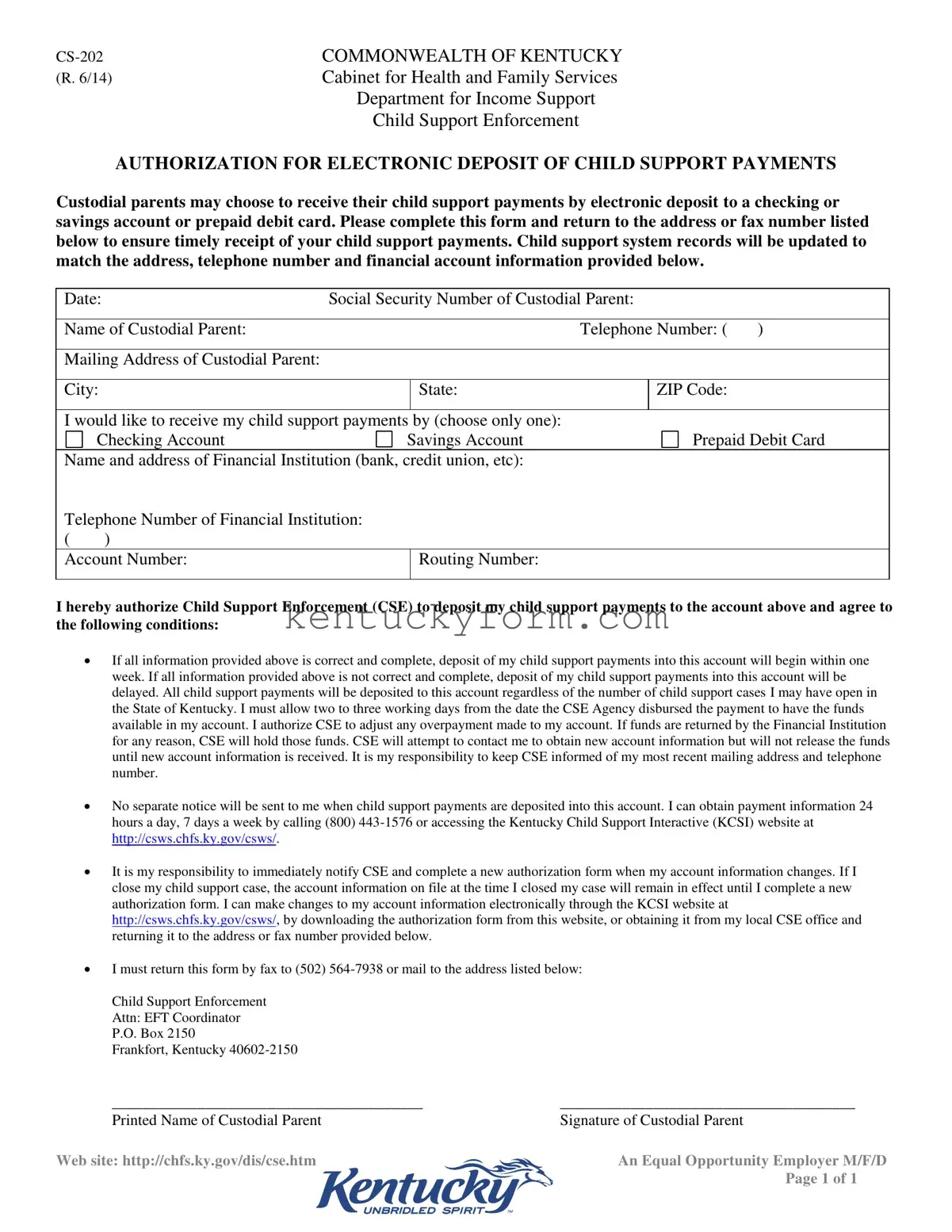 Kentucky Cs 202 PDF Template
