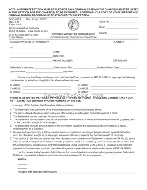 Expungement Paperwork PDF Template