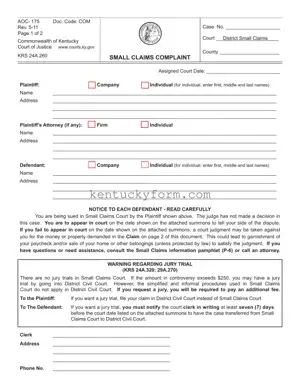 Kentucky Aoc 175 PDF Template