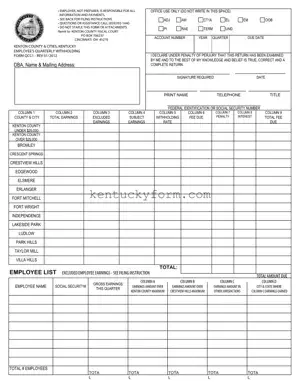 Kentucky Qcc1 PDF Template