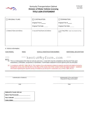 Kentucky Tc 96 187 PDF Template