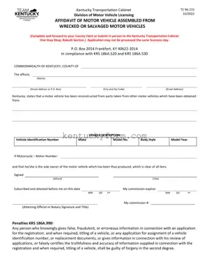 Kentucky Tc 96 215 PDF Template