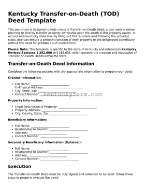 Free Transfer-on-Death Deed Form for the State of Kentucky