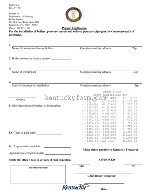 Ky Boiler Permit Application PDF Template